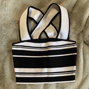 Black & White Striped Babaton Crop Tank XXS
